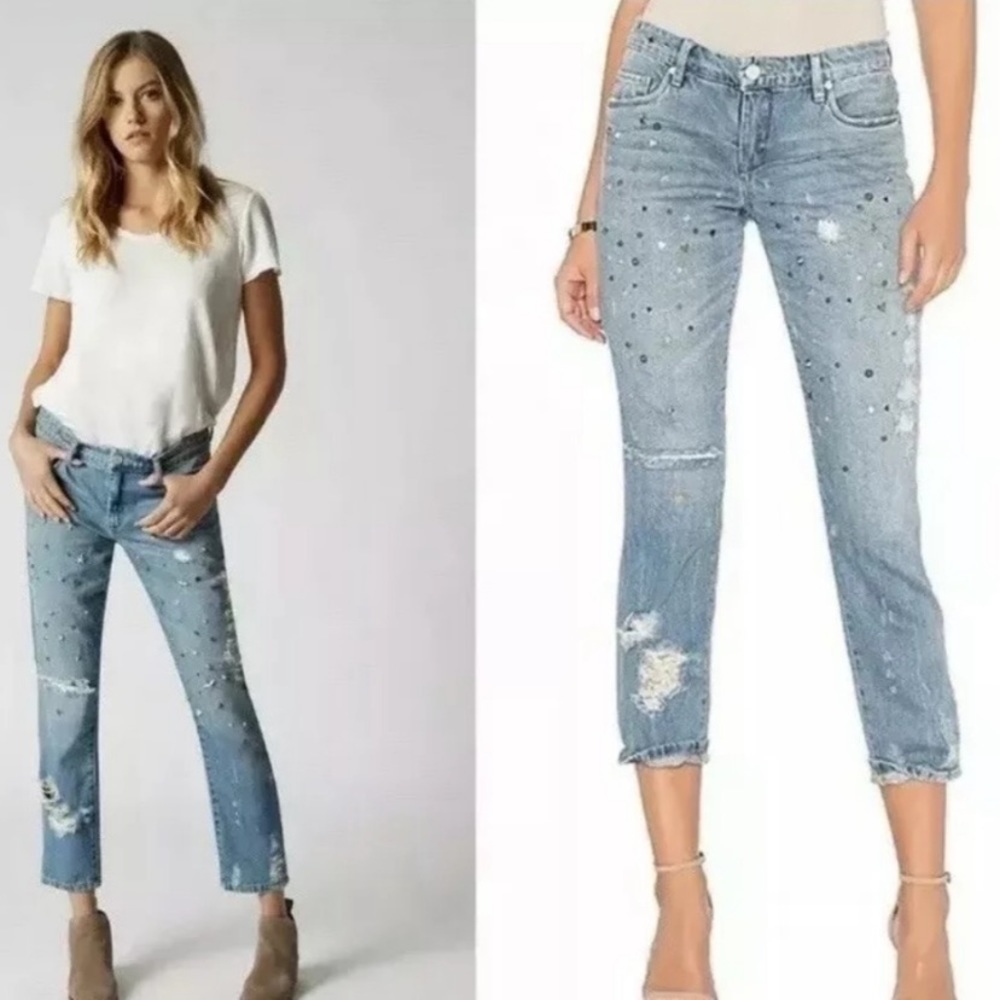 Blank NYC Studded Crop Girlfriend Jeans NWT  Sz 24